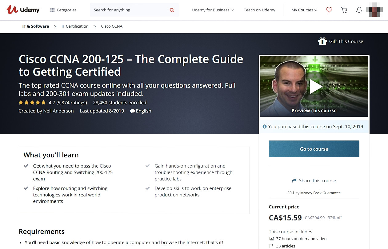 курс підготовки до іспиту cisco ccna (200-125) на udemy.com